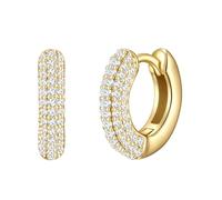 Glanzstücke München Damen Creolen 925/- Sterling Silber gelbvergoldet 18 Karat Zirkonia weiß Silberohrcreolen