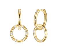 Glanzstücke München Damen Creolen 925/- Sterling Silber gelbvergoldet 18 Karat Zirkonia weiß Silberohrcreolen