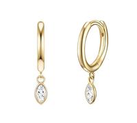 Glanzstücke München Damen Creolen 925/- Sterling Silber gelbvergoldet 18 Karat Zirkonia weiß Silberohrcreolen