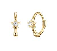 Glanzstücke München Damen Creolen 925/- Sterling Silber gelbvergoldet 18 Karat Zirkonia weiß Stern Silberohrcreolen