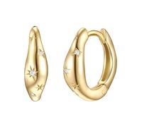 Glanzstücke München Damen Creolen 925/- Sterling Silber gelbvergoldet 18 Karat Zirkonia weiß Stern Silberohrcreolen