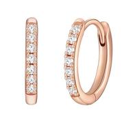 Glanzstücke München Damen Creolen 925/- Sterling Silber rosévergoldet 14 Karat Zirkonia weiß Silberohrcreolen