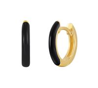 Glanzstücke München Damen Creolen aus 925/- Sterling Silber gelbvergoldet 14 Karat mit Emaille schwarz Silberohrcreolen