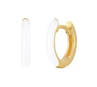 Glanzstücke München Damen Creolen aus 925/- Sterling Silber gelbvergoldet 14 Karat mit Emaille weiß Silberohrcreolen