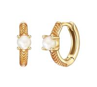 Glanzstücke München Damen Creolen aus 925/- Sterling Silber gelbvergoldet 18 Karat mit Mondstein Silberohrschmuck