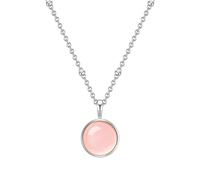 GLANZSTÜCKE MÜNCHEN Damen-Halskette 925/- Sterling Silber mit Edelstein-Anhänger Rosenquarz rosa - Edelsteinkette für Frauen Heilsteine Rosen-Quartz
