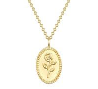 GLANZSTÜCKE MÜNCHEN Damen Halskette mit Blumen-Anhänger aus 925/- Sterling Silber gelbvergoldet 18 Karat - Blume Silberhalskette Gelbgold