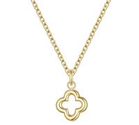 GLANZSTÜCKE MÜNCHEN Damen Halskette mit Kleeblatt Edelstahl gelbvergoldet | 14 Karat Vergoldung,Edelstahlhalskette,Gold,Motivanhänger,Glücksbringer,Symbolschmuck,Kette mit Anhänger