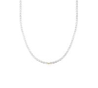 GLANZSTÜCKE MÜNCHEN Damen Kette 925/- Sterling Silber gelbgold | gelbvergoldet 14 Karat, Perlenkette, Süßwasser-Zuchtperle, ca. 2,5 - 3,0 mm, weiß, reisförmig, Federring