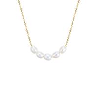 GLANZSTÜCKE MÜNCHEN Damen Kette 925/- Sterling Silber gelbvergoldet 14 Karat mit Süßwasser-Zuchtperle 7 mm Silberhalskette