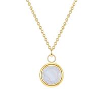 GLANZSTÜCKE MÜNCHEN Damen Kette 925/- Sterling Silber gelbvergoldet 14 Karat Streifenchalcedon hellblau Silberhalskette
