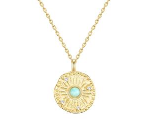 GLANZSTÜCKE MÜNCHEN Damen Kette 925/- Sterling Silber gelbvergoldet 18 Karat Amazonit Zirkonia grün weiß Silberhalskette