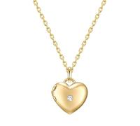 GLANZSTÜCKE MÜNCHEN Damen Kette 925/- Sterling Silber gelbvergoldet 18 Karat Zirkonia weiß Herz Silberhalskette