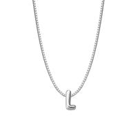 GLANZSTÜCKE MÜNCHEN Damen Kette 925/- Sterling Silber | rhodiniert, Kastenkette, Motiv Buchstabe L, Federring