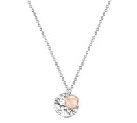 GLANZSTÜCKE MÜNCHEN Damen Kette 925/- Sterling Silber rhodiniert Rosenquarz rosé Kreis Silberhalskette