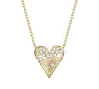 GLANZSTÜCKE MÜNCHEN Damen Kette Sterling Silber gelbvergoldet mit Zirkonia weiß Herz Silberhalskette Herzkette