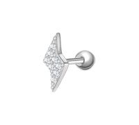 GLANZSTÜCKE MÜNCHEN Damen Ohr Piercing aus 925/- Sterling Silber rhodiniert mit Zirkonia weiß Blitz