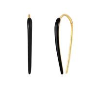 Glanzstücke München Damen Ohrhänger aus 925/- Sterling Silber gelbvergoldet 14 Karat mit Emaille schwarz Silberohrhänger