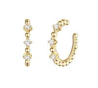 Glanzstücke München Damen Ohrklemme 925/- Sterling Silber gelbvergoldet 18 Karat Zirkonia weiß 2 Stück Silberohrklemmen