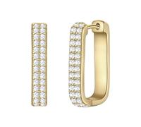 Glanzstücke München Damen Ohrringe 925/- Sterling Silber gelbgold | gelbvergoldet 14 Karat, Creolen, Zirkonia, weiß