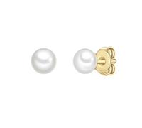 Glanzstücke München Perlen-Ohrstecker aus Sterling Silber in gelbgold mit Süßwasser-Zuchtperle 4,7 mm Damen