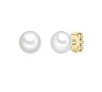 Glanzstücke München Perlen-Ohrstecker aus Sterling Silber in gelbgold mit Süßwasser-Zuchtperle 6,2 mm Damen