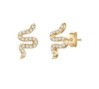 Glanzstücke München Damen Ohrstecker 925/- Sterling Silber gelbvergoldet 14 Karat Zirkonia weiß Schlange Silberohrstecker
