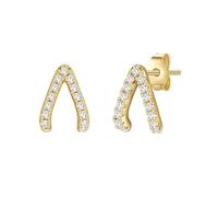 Glanzstücke München Damen Ohrstecker 925/- Sterling Silber gelbvergoldet 14 Karat Zirkonia weiß Silberohrstecker