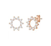 Glanzstücke München Damen Ohrstecker 925/- Sterling Silber rosévergoldet 14 Karat Zirkonia weiß Blume/Kreis Silberohrstecker