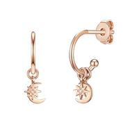 Glanzstücke München Damen Ohrstecker 925/- Sterling Silber rosévergoldet 18 Karat Zirkonia weiß Halbmond/Stern Silberohrstecker
