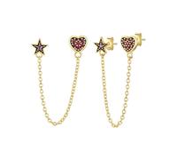 Glanzstücke München Damen Ohrstecker aus 925/- Sterling Silber gelbvergoldet 14 Karat mit Zirkonia rot Herz/Stern