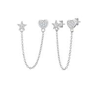 Glanzstücke München - Ohrstecker Herz/Stern aus Sterling Silber in Silber mit Zirkonia Ohrringe Damen