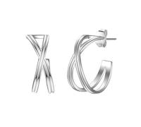 Glanzstücke München Damen-Ohrstecker Sterling Silber - Ohr-Creolen in x-Form Ohr-Hänger