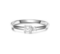 GLANZSTÜCKE MÜNCHEN Damen Perlenring aus 925/- Sterling Silber mit Süßwasser-Zuchtperle 3-3,5 mm/Zirkonia - Silberring Damenring