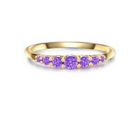 GLANZSTÜCKE MÜNCHEN Damen Ring 925/- Sterling Silber gelbvergoldet mit Amethyst lila - Edelsteinring Memoirering Gelbgold