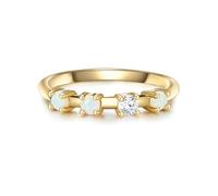 GLANZSTÜCKE MÜNCHEN Damen Ring 925/- Sterling Silber gelbvergoldet mit Zirkonia/Opal (synth.) weiß - Multisteinring Silberring Gelbgold