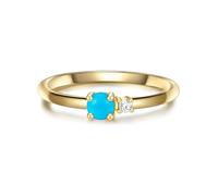 GLANZSTÜCKE MÜNCHEN Damen Ring 925/- Sterling Silber gelbvergoldet mit Zirkonia weiß/Türkis (rek.) - Multisteinring Silberring Gelbgold