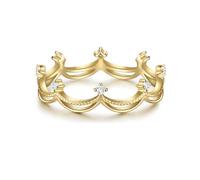 GLANZSTÜCKE MÜNCHEN Damen-Ring aus 925/- Sterling Silber gelbvergoldet Krone mit Zirkonia weiß - Motivring Silberring vergoldet