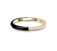 GLANZSTÜCKE MÜNCHEN Damen-Ring aus 925/- Sterling Silber gelbvergoldet mit Emaille schwarz Zirkonia weiß - Memoirering Silberring vergoldet