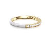 GLANZSTÜCKE MÜNCHEN Damen-Ring aus 925/- Sterling Silber gelbvergoldet mit Emaille weiß Zirkonia weiß - Memoirering Silberring vergoldet
