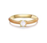GLANZSTÜCKE MÜNCHEN Damen Ring aus 925/- Sterling Silber gelbvergoldet mit Mondstein weiß/Emaille orange - Solitärring Silberring Gelbgold