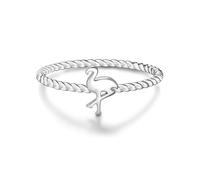 GLANZSTÜCKE MÜNCHEN Damen-Ring Flamingo Sterling Silber - Frauen-Ring mit Motiv dünner Steck-Ring Freundschafts-Ringe