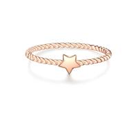 Glanzstücke München Damen-Ring Stern Sterling Silber rosévergoldet - Motivring Freundschaftsring schlicht, Gold, Gr. 60 (19.1)