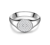 GLANZSTÜCKE MÜNCHEN Damen Siegel-Ring aus 925/- Sterling Silber mit Zirkonia weiß - Silberring Damenring