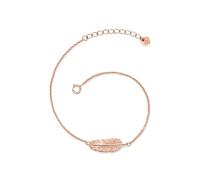 GLANZSTÜCKE MÜNCHEN Damen-Silberarmband Feder 925 Sterling Silber rosévergoldet - Armketten mit Anhänger roségold vergoldet Freundschaftsarmbänder
