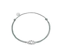 GLANZSTÜCKE MÜNCHEN Damen-Silberarmband Lotusblume Sterling Silber flexibel einstellbar - Textil-Armband Lotus-Symbol Freunschaftsarmband Lotusblüte