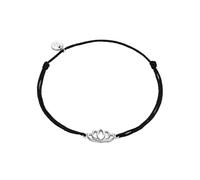 GLANZSTÜCKE MÜNCHEN Damen-Silberarmband Lotusblume Sterling Silber flexibel einstellbar - Textil-Armband Lotus-Symbol Freunschaftsarmband Lotusblüte