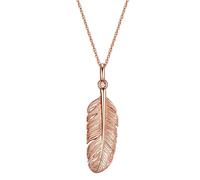 GLANZSTÜCKE MÜNCHEN Damen-Silberhalskette Feder Sterling Silber rosévergoldet 70 cm - Halskette Feder Rosegold lange Kette mit Anhänger