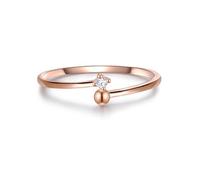 GLANZSTÜCKE MÜNCHEN Damen Solitär-Ring aus 925/- Sterling Silber rosévergoldet mit Topas weiß - Edelsteinring Stapelring Silberring