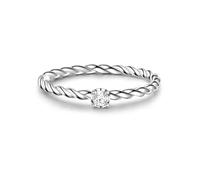 GLANZSTÜCKE MÜNCHEN Damen Solitärring aus 925/- Sterling Silber mit Zirkonia weiß Damenring Silberring